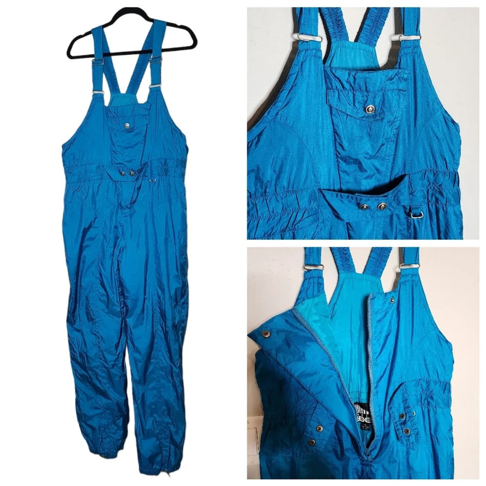 Vintage Inside Edge‎ Blue Snow Bibs Size XL Retro Skiing Snowboarding